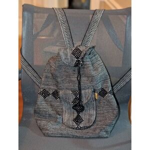 Pinzon Black White Mexican Artesanal Woven Backpack Boho Hippie Festival‎ Bag